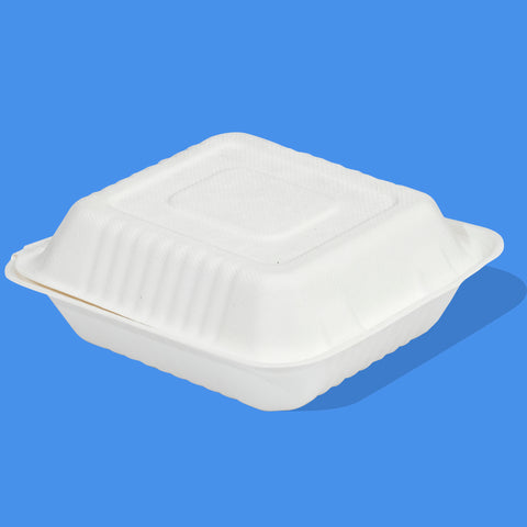 8"x 8" Bagasse Clamshell